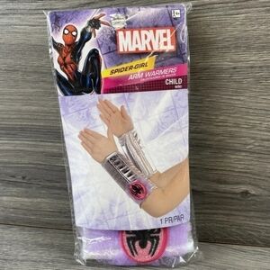 NWT Marvel Spider-Girl Arm Warmers Girl's One Size Silver Halloween Cosplay New